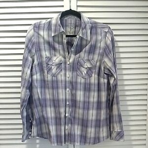 Women's Lavender Plaid Shirt, Size Small